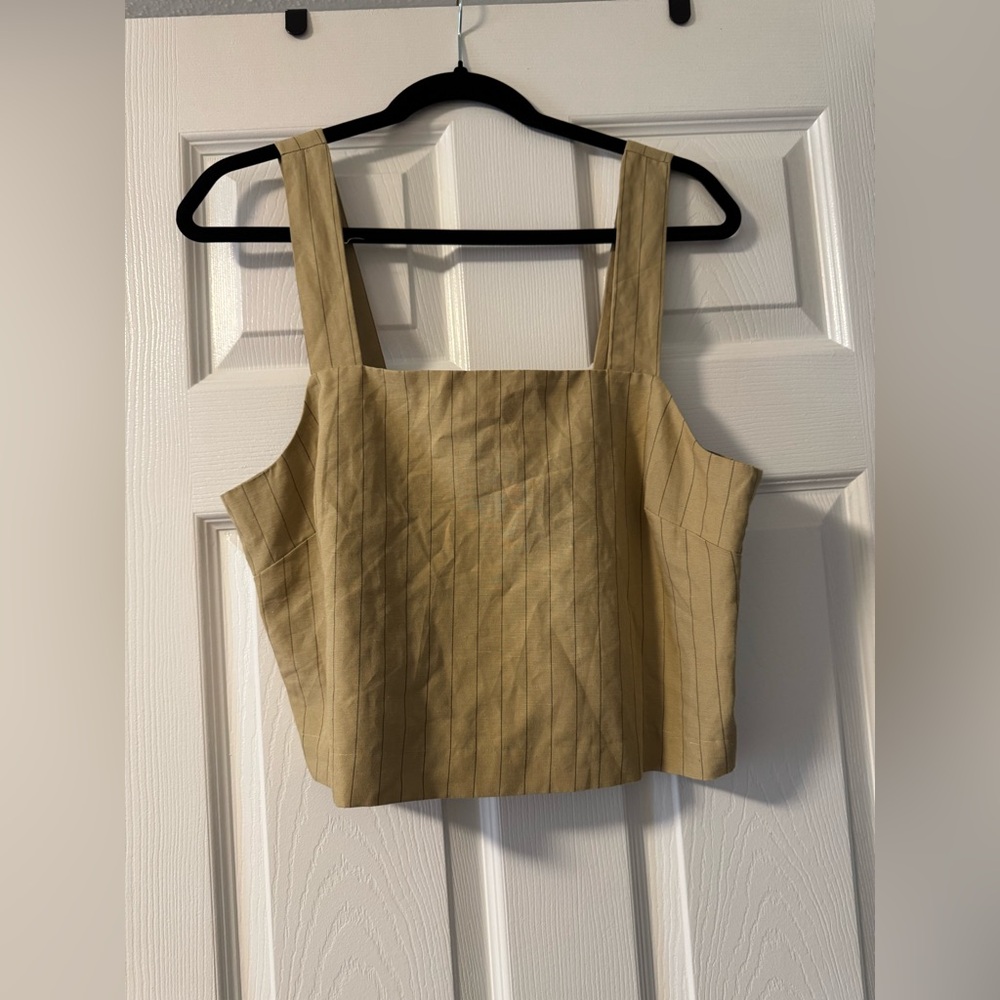 Frank & Oak Tan Sleeveless Crop Tank Top
